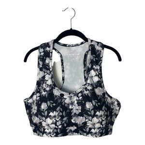 Starting Point SZ XL black and white floral print racerback sports bra